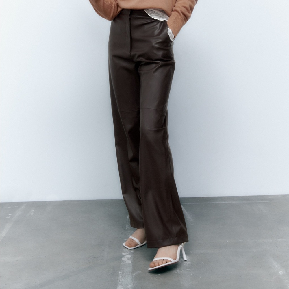 Zara Brown Leather pants high waisted